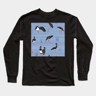 Black stork, gold fish Long Sleeve T-Shirt